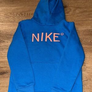 Nike Vibrant Blue Hoodie with Coral Logo